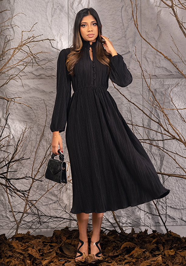 LORENA SHIRRED COLLAR DRESS